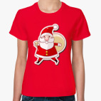 Классическая женская футболка FUNNY SANTA