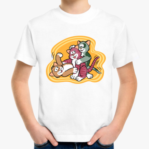 Детская футболка с принтом Кошкины игры