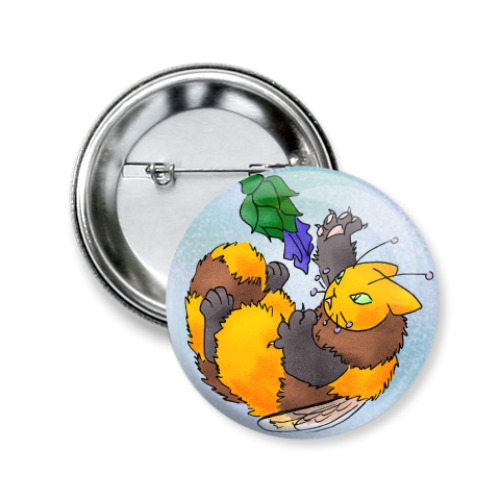 Значок 50мм с принтом Пчёлокот - закогти!