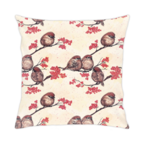 Подушка с принтом Воробьиная песня