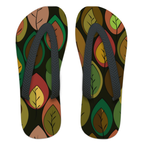 Шлепанцы (сланцы) с принтом Осенний листопад