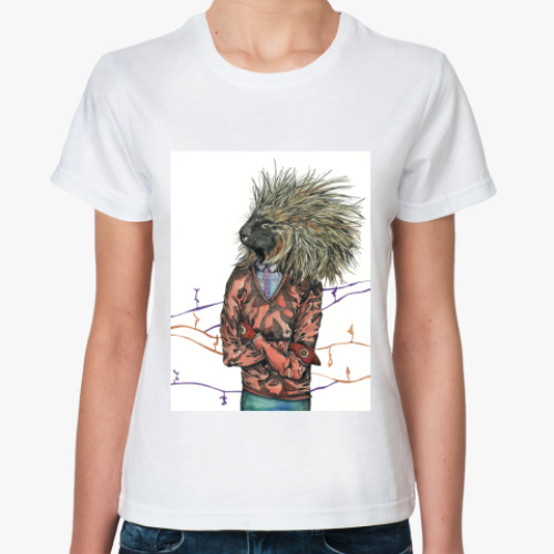 Классическая футболка с принтом 'Дикобраз'