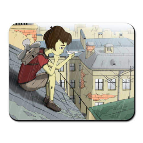 Коврик для мыши с принтом 'Малыш и Карлсон'