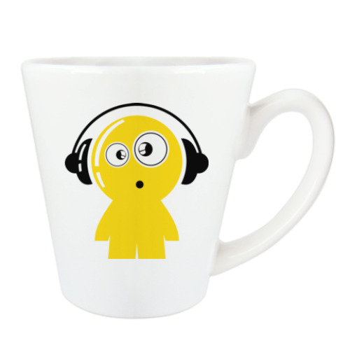 Чашка Латте с принтом Чудик с наушниками