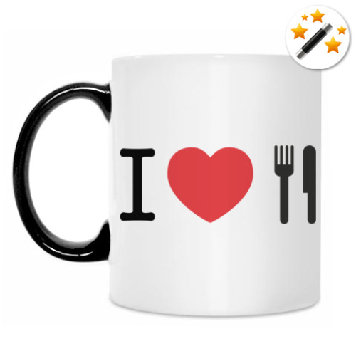 Кружка-хамелеон с принтом Я люблю есть