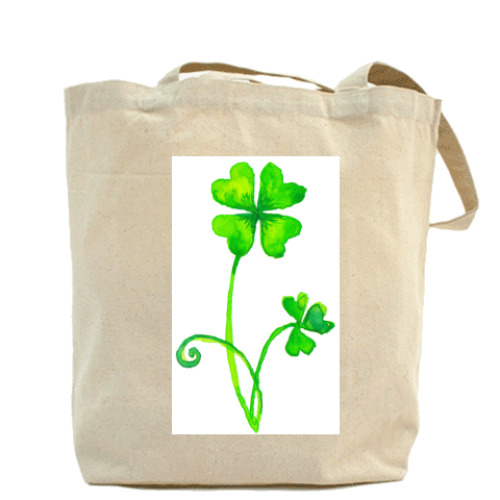 Сумка шоппер с принтом Акварельный клевер