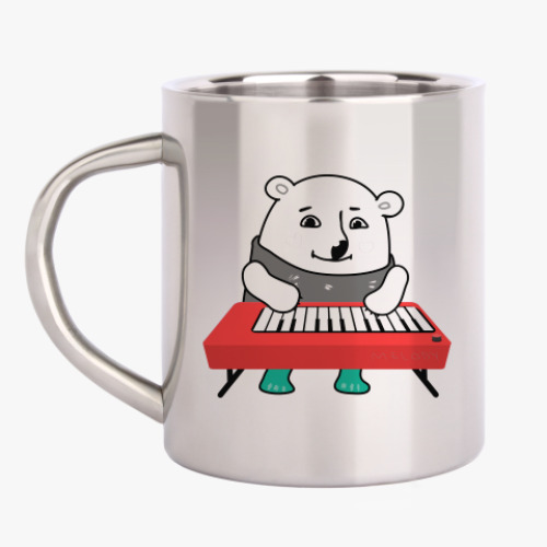 Кружка металлическая с принтом Yesterday. Медвежонок Арктика.