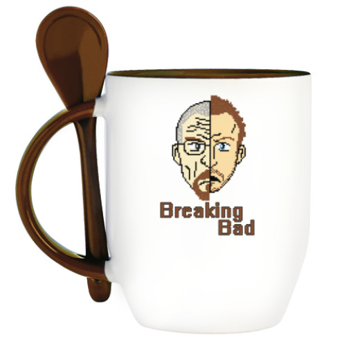 Кружка с ложкой с принтом Walter White & Jesse Pinkman