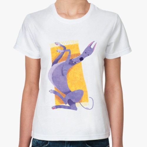 Классическая футболка с принтом Спящий немецкий дог