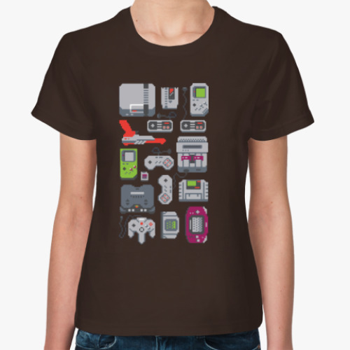 Женская футболка с принтом Пиксельная приставка