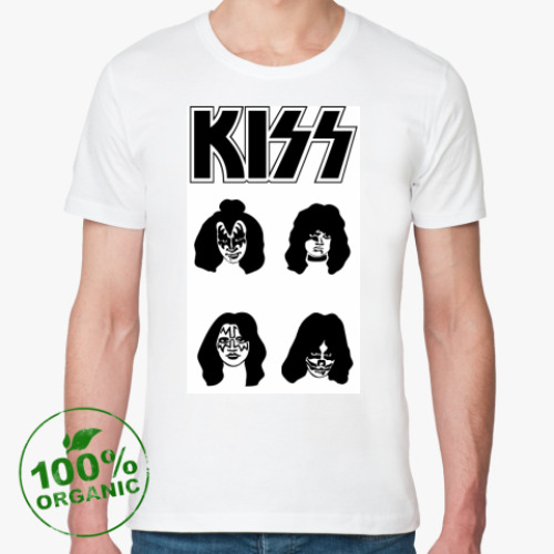 Футболка из органик-хлопка с принтом KISS.Автографы