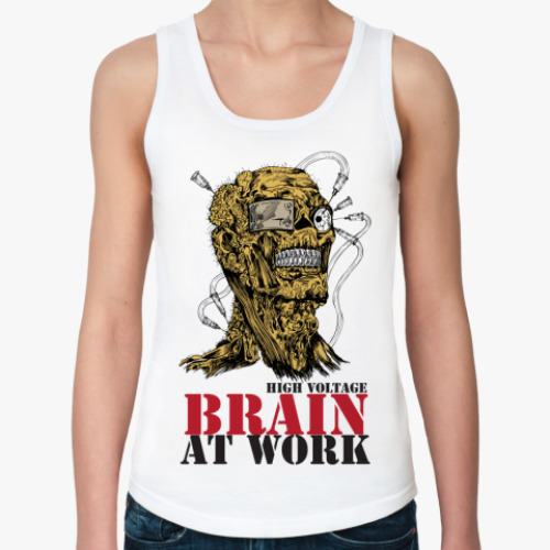 Женская майка с принтом Brain at work - мозг в работе