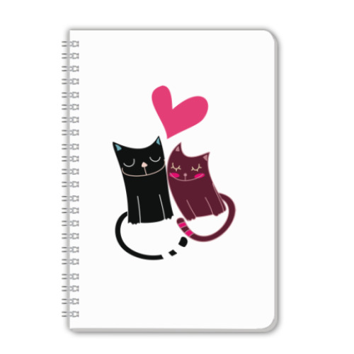 Тетрадь с принтом Влюбленные котики