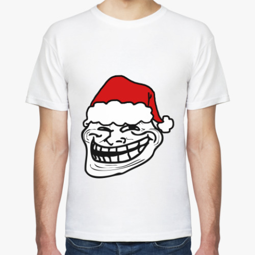Футболка с принтом Новогодний улыбающийся тролль