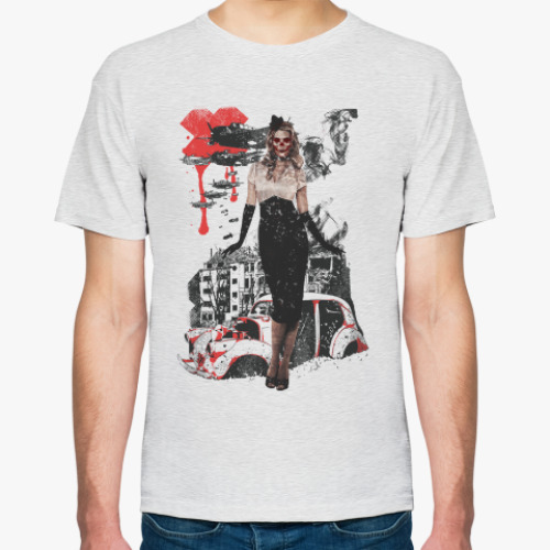 Футболка с принтом Девушка в стиле милитари