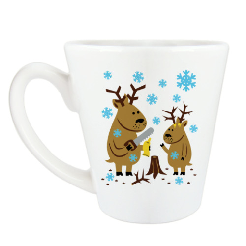 Чашка Латте с принтом Олени с новыми рогами