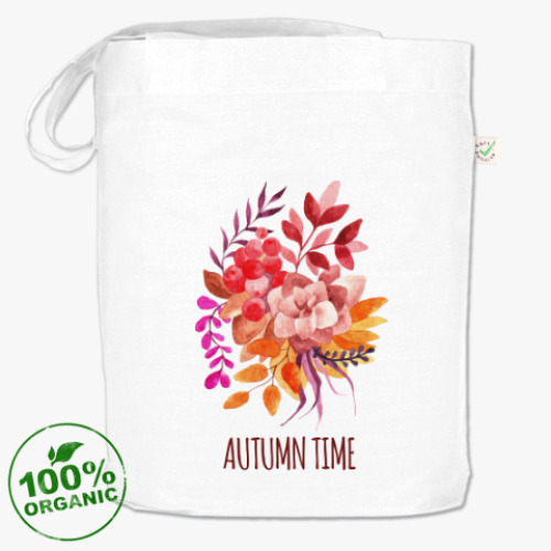 Сумка шоппер с принтом Акварель осенний букет