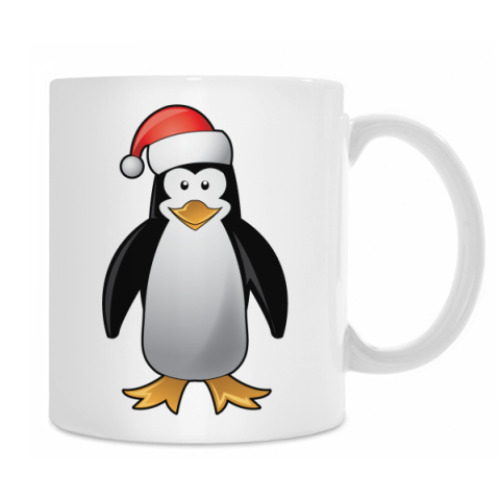 Кружка с принтом Новогодний Пингвин