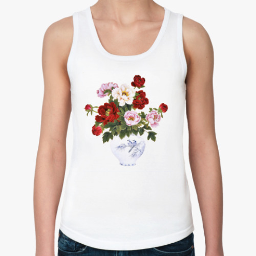 Женская майка с принтом Ваза с цветами