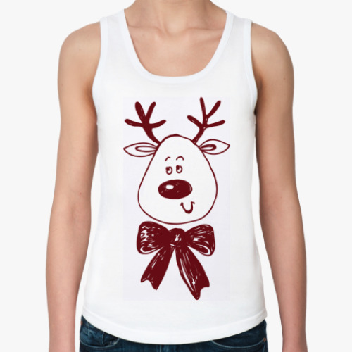 Женская майка с принтом Рождественский олень