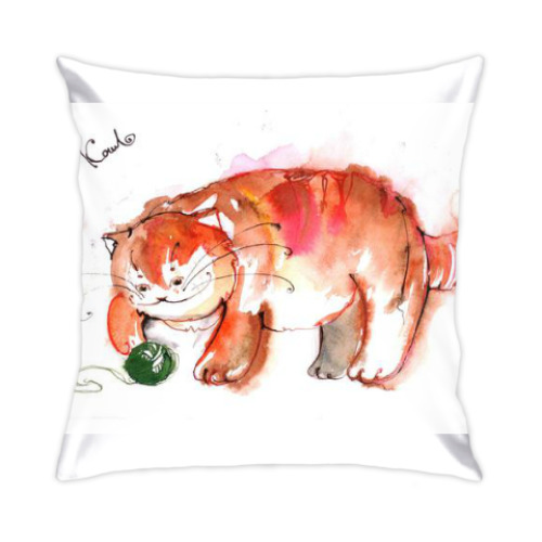 Подушка с принтом Рыжий Кот
