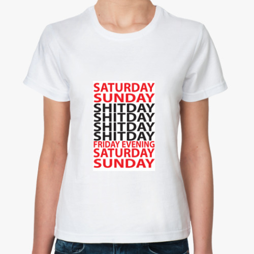 Классическая футболка с принтом SHITDAY