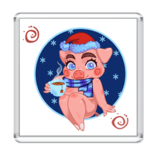 Магнит с принтом свинка