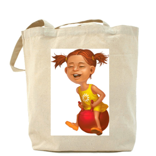 Сумка шоппер с принтом 'девочка на мяче'