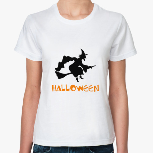Классическая футболка с принтом Halloween WITCH