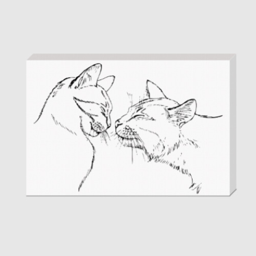 Холст с принтом влюбленные коты