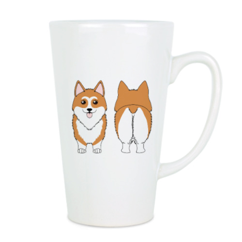 Чашка Латте с принтом Две Стороны Корги