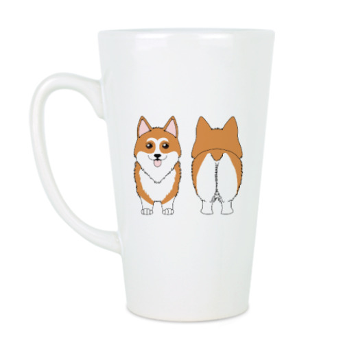 Чашка Латте с принтом Две Стороны Корги