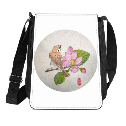 Сумка-планшет с принтом Воробей