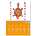 Календарь A3 2026, оранжевый черепашка из Африки