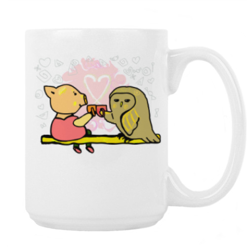 Кружка с принтом Поросенок пьет чай. Символ Нового года.