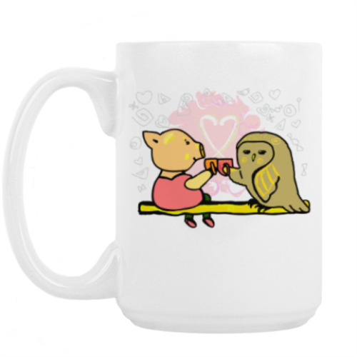 Кружка с принтом Поросенок пьет чай. Символ Нового года.