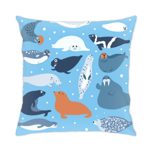 Подушка с принтом Ластоногие