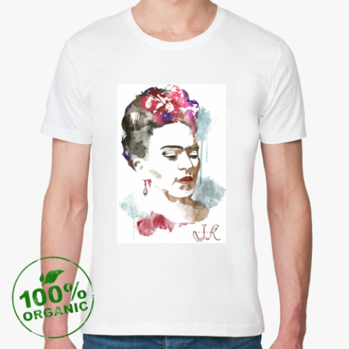 Футболка из органик-хлопка с принтом Фрида Кало - художница