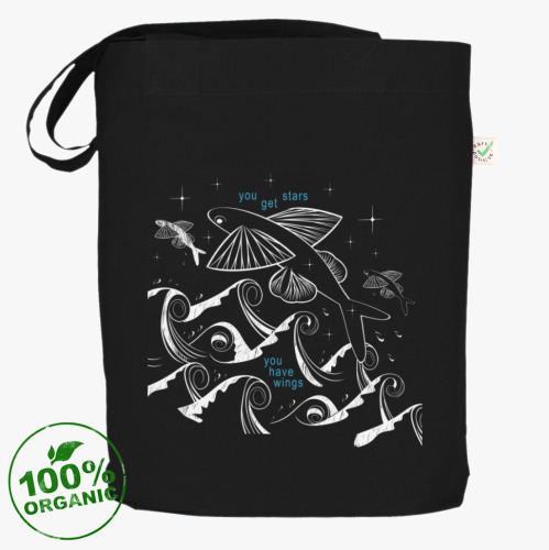 Сумка шоппер с принтом ЛЕТУЧИЕ РЫБЫ. You have wings