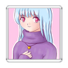 Магнит 6.5 x 6.5 см  Девочка с сердечком