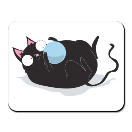 Коврик для мыши с принтом Кот и мячик