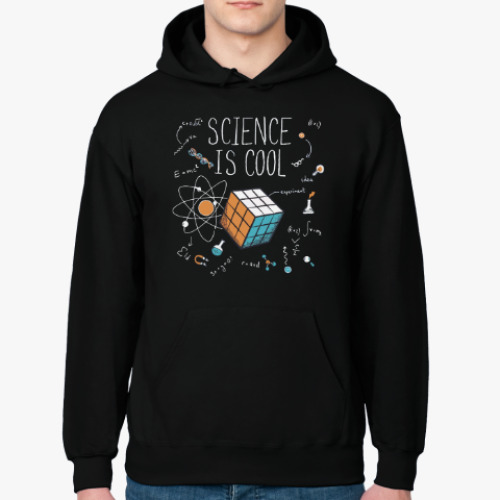 Толстовка худи с принтом Наука и Кубик Рубика