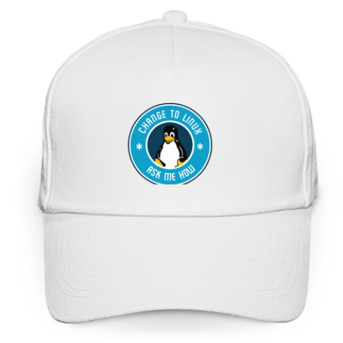 Кепка бейсболка с принтом Change to Linux пингвин Tux