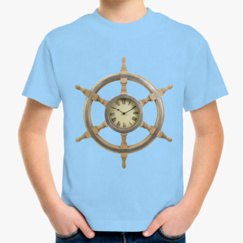 Детская футболка с принтом Штурвал-часы