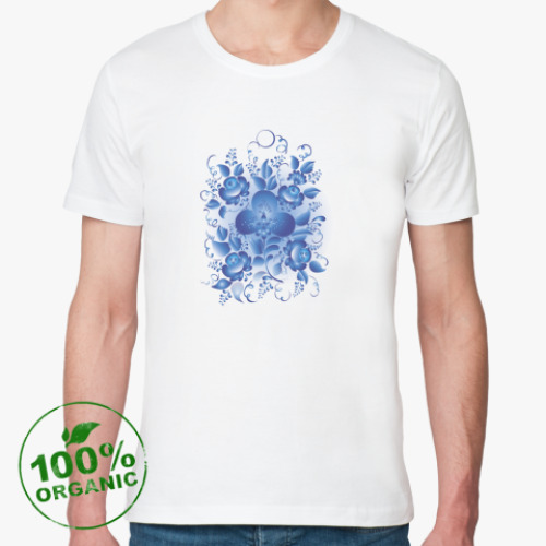 Футболка из органик-хлопка с принтом 'Гжель'