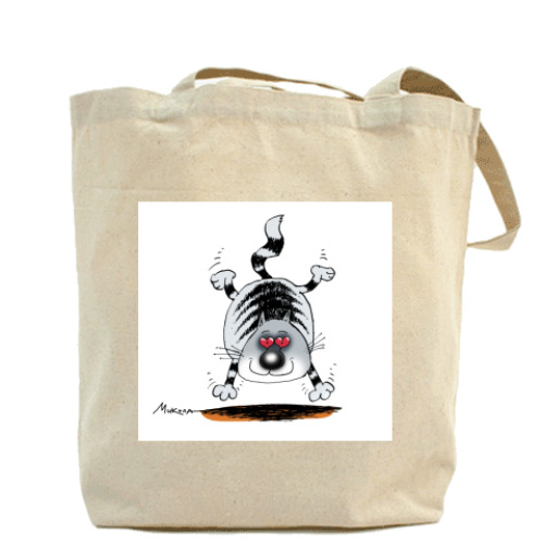 Сумка шоппер с принтом КОТ И МЫШЬ