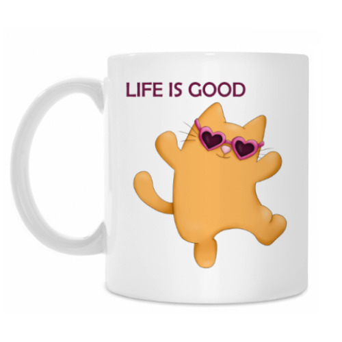 Кружка с принтом Позитивный котик