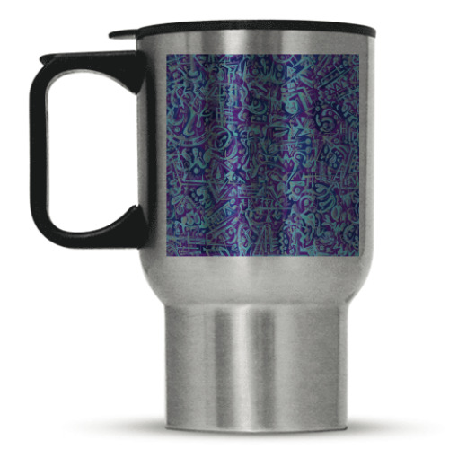 Кружка-термос с принтом Голубое в фиолетовом