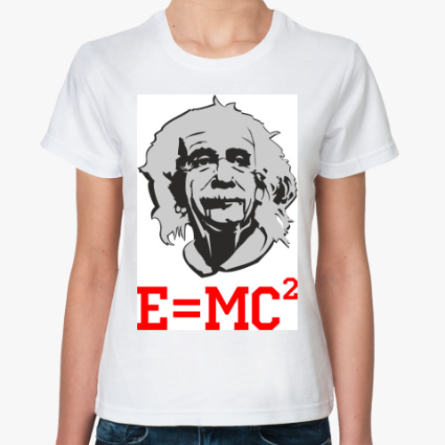 Классическая футболка с принтом Е=MC^2