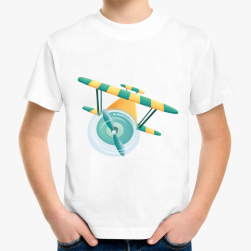 Детская футболка с принтом Полосатый самолет